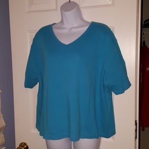 Teal v-neck t-shirt 2X